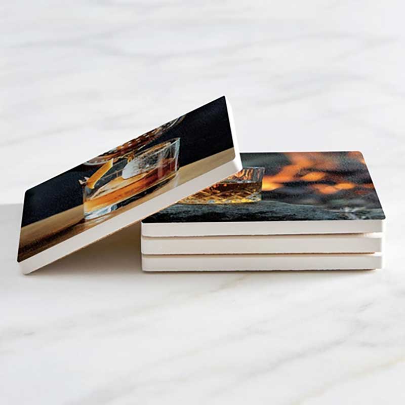 Low Ball Whiskey &amp; Fire Coaster Set stacked