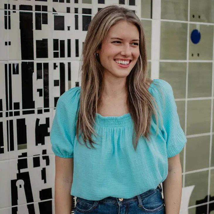 Puff Sleeve Blouse in aqua