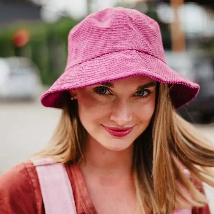 Raspberry Corduroy Bucket Hat is perfect for turning heads and keeping yours cool