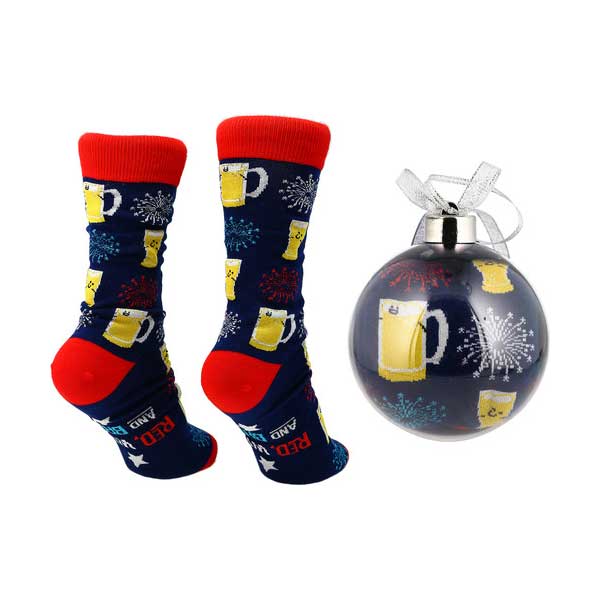 Red, White and Brew Christmas socks and ornament product image