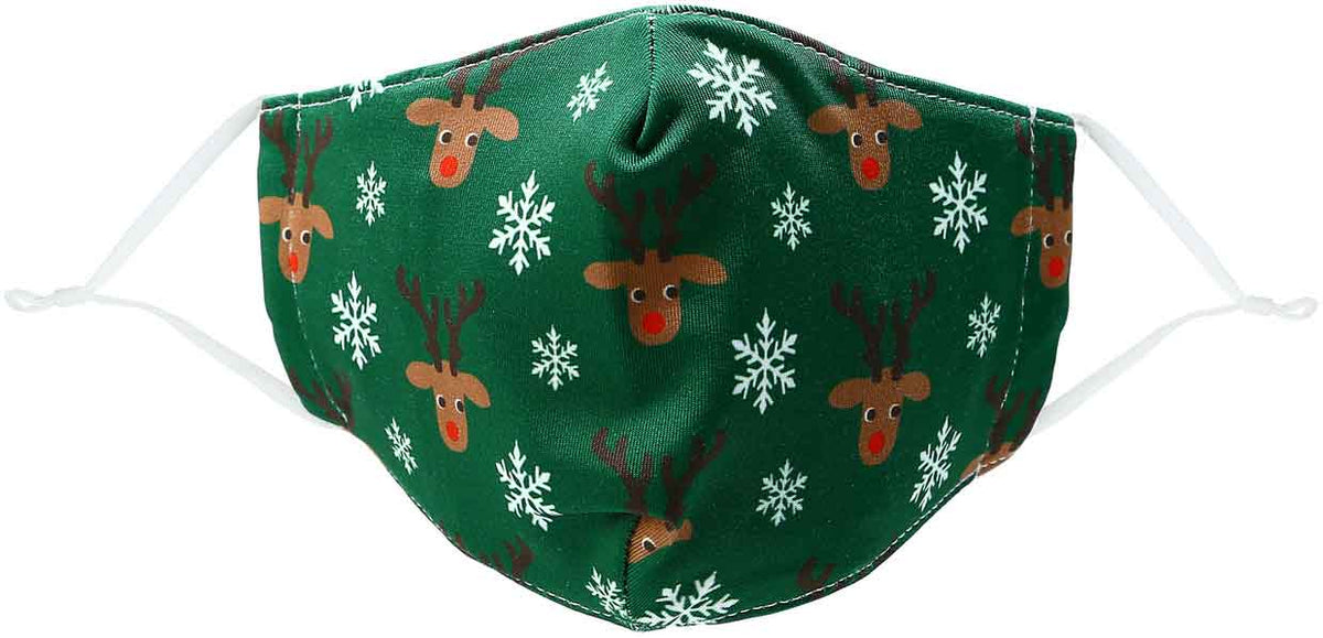 Reindeers &amp; Snowflakes kid&#39;s face mask red-nose reindeers and snowflakes