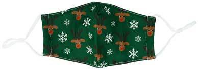 Reindeers &amp; Snowflakes kid&#39;s face mask red-nose reindeers and snowflakes flat view