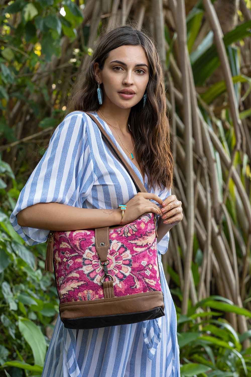 Exuberance Shoudler Bag Lifestyle View Myra Bag Harley Butler Trading Company