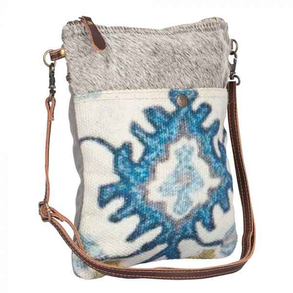 Bewitching Hues Crossbody Bag with eye-catching blue pattern from Myra Bag