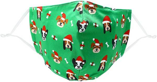 Santa Dog adult holiday mask with dogs in red caps