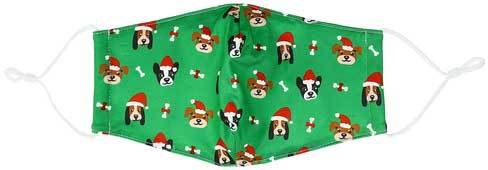 Santa Dog adult holiday mask with dogs in red caps flat view