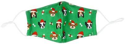 Santa Dog Kid's Mask with dogs in red caps and bones