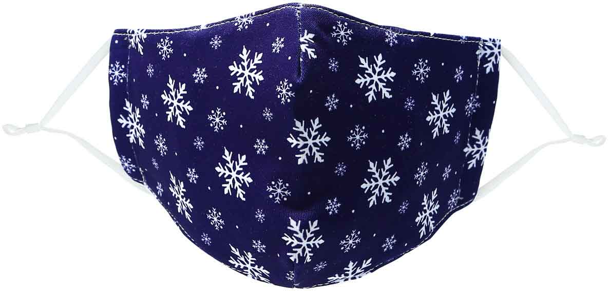 Snowflakes kid's face mask with snwoflakes on blue background