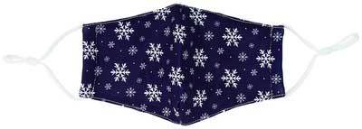 Snowflakes kid&#39;s face mask with snwoflakes on blue background flat view