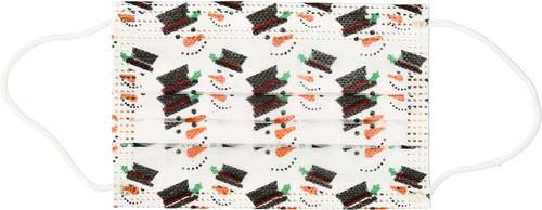 Snowman Kid&#39;s disposable face mask with snowman flat view