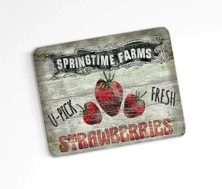 Strawberry Farm Kitchen Cutting Board, tempered glass