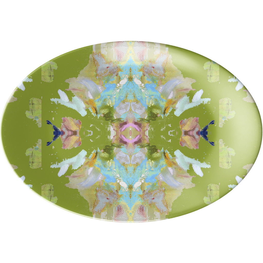 Stained Glass Green Melamine Platter is lighweight and shatterproof