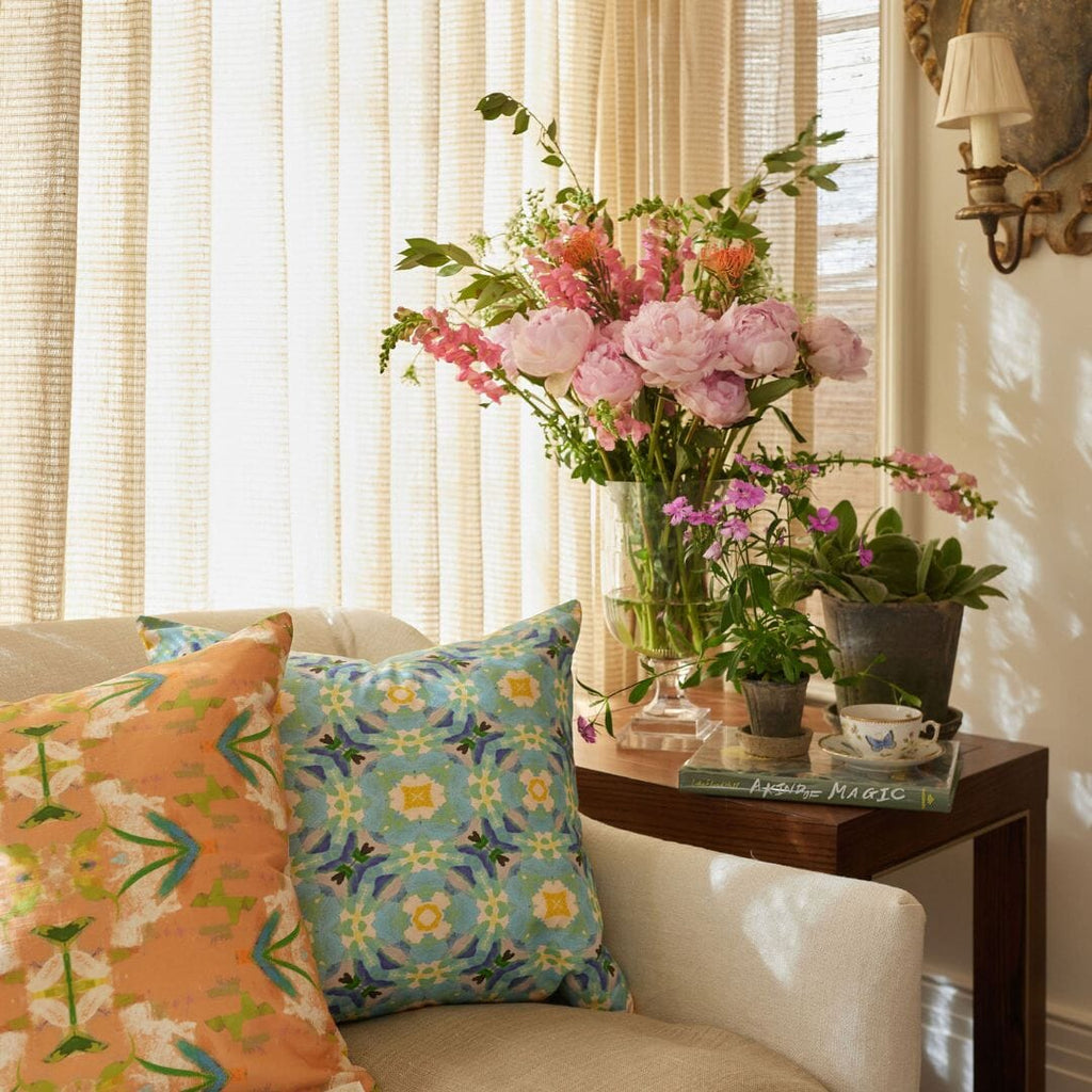 Chelsea Blue Throw Pillow lifestyle display