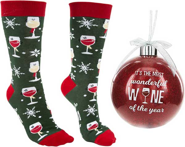 Wonderful Wine Christmas Socks and Ornament product image