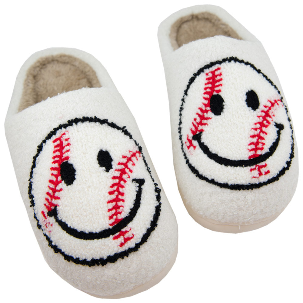 Baseball Happy Face Slippers for Women