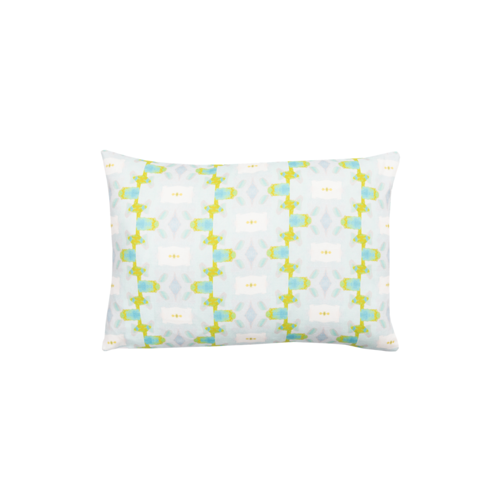 Chloe Blue Linen pillow from Laura Park Designs in light blues and greens square