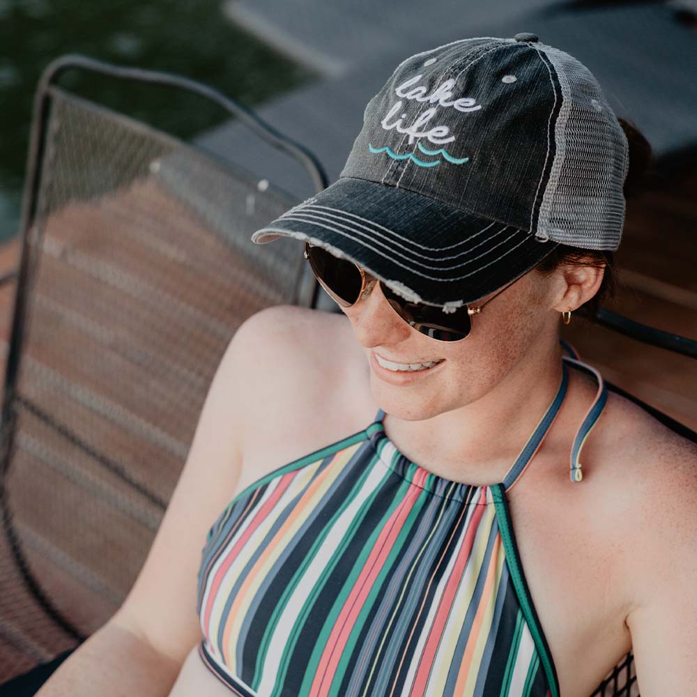 Lake Life trucker hat lifestyle image