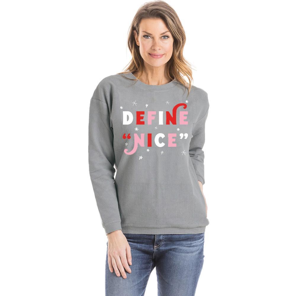 Define Nice Corded Christmas Sweatshirt in Greeen