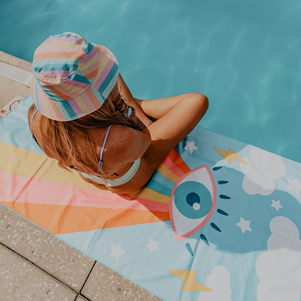 Evil Eye Quick Dry Beach Towel is perfect for poolside
