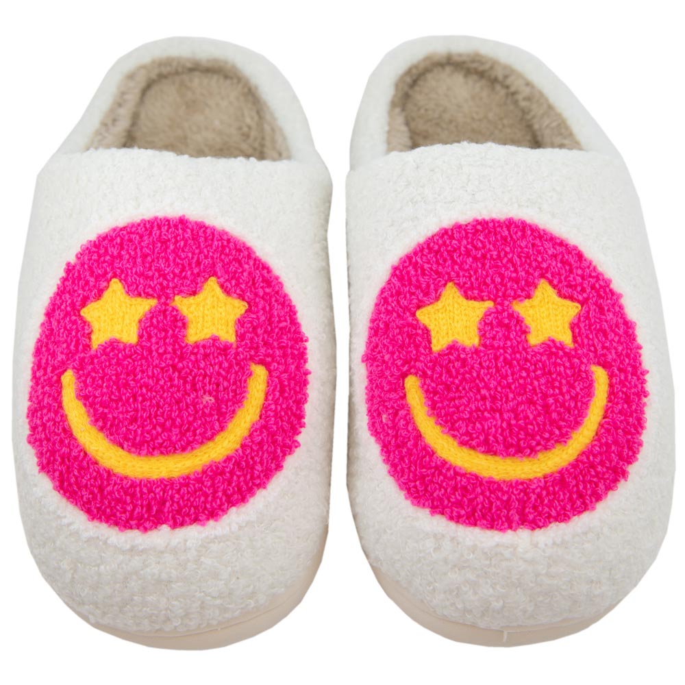 国内で当店のみ SMILEY - Starfish Series Slippers-Silver Hot Pink Star Eyed Happy Face Slippers - Frisco Mercantile