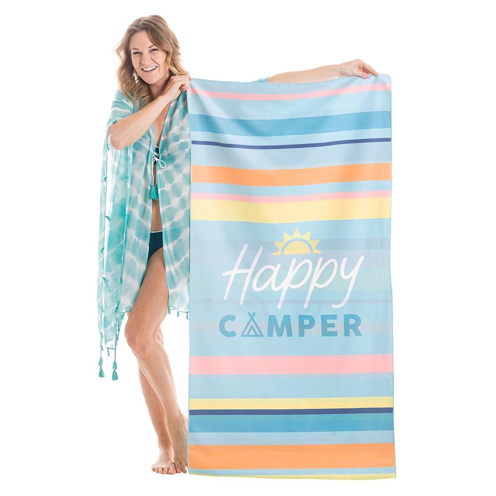Happy Camper Quick Dry Beach Towel is super absorbent microfiber from Katydid