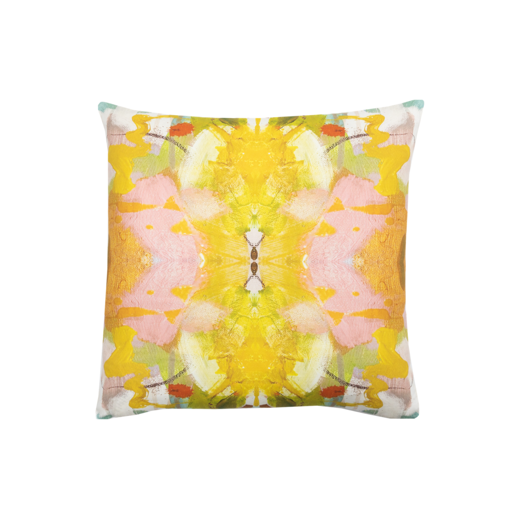 Jardin Yellow Linen Pillow 22&quot; square