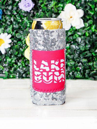 Lone Star Roots Lake Bum Sequin Can Cooler Can Cooler Regular 12oz 