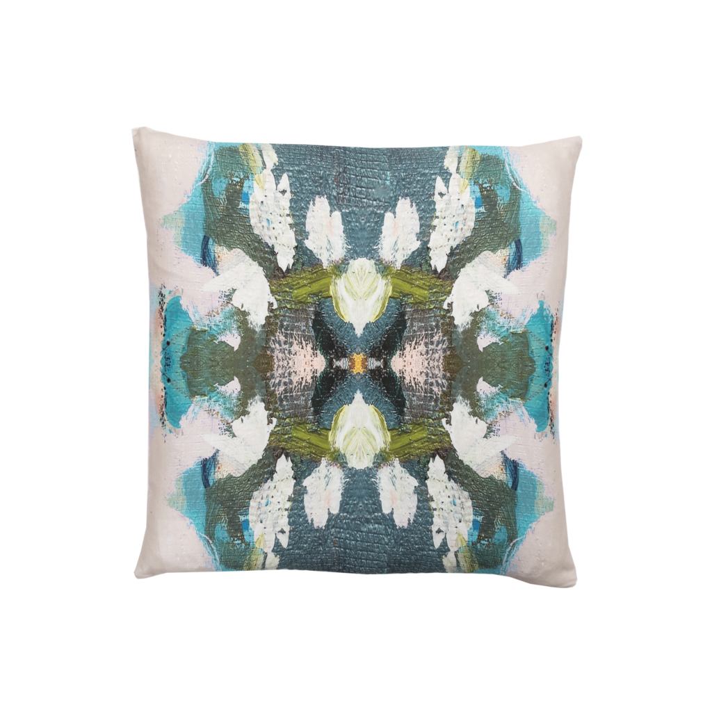 Peacock Blue Linen Cotton Pillow from Laura Park Designs in a variety of blues 22" square