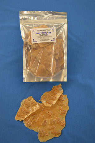 Frosty&#39;s Pecan Brittle in 6 ounce resealable bag and sample displayed