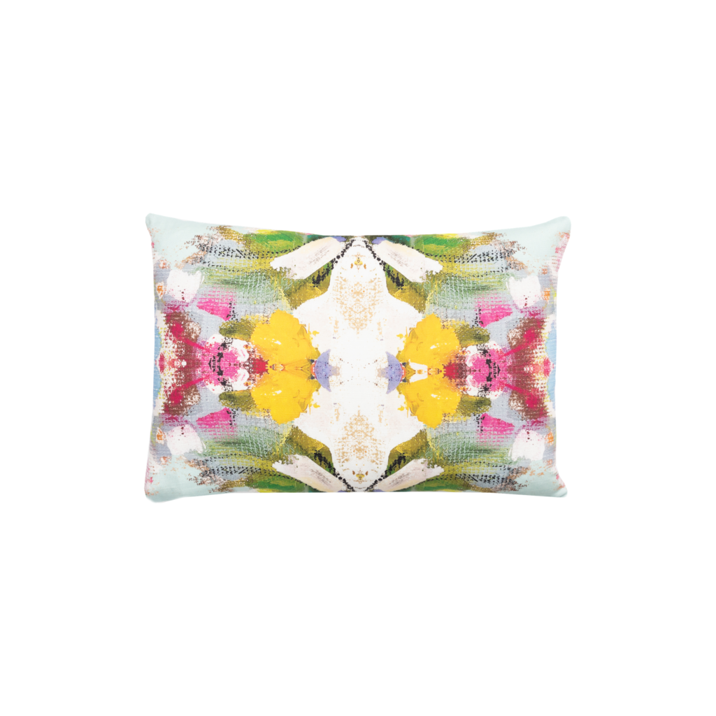 Poppy Blue Linen Cotton Pillow from Laura Park Designs in vivid colors