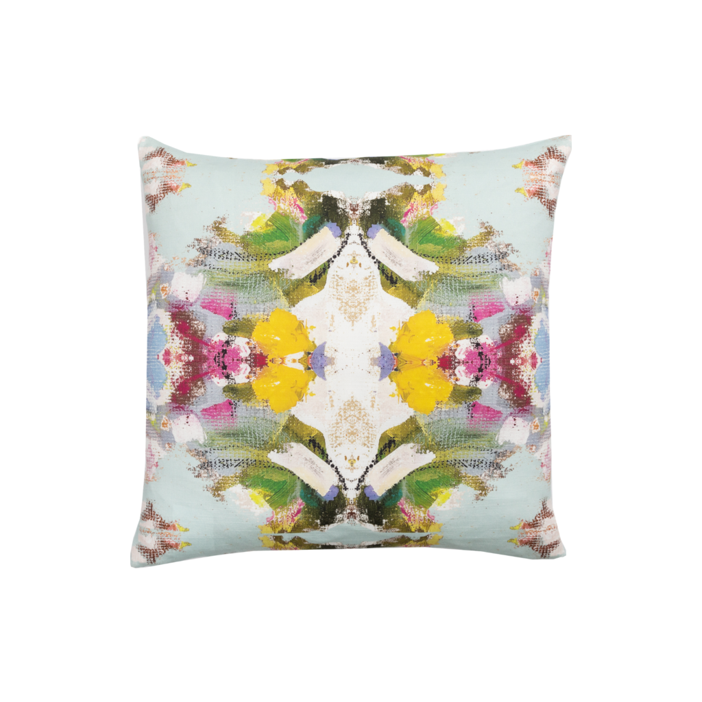 Poppy Blue Linen Cotton Pillow from Laura Park Designs in vivid colors