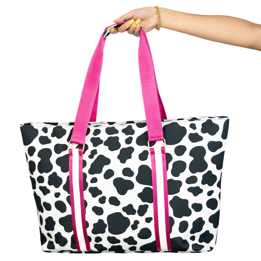 Black and White Cow Print Tote Bag Frisco Mercantile