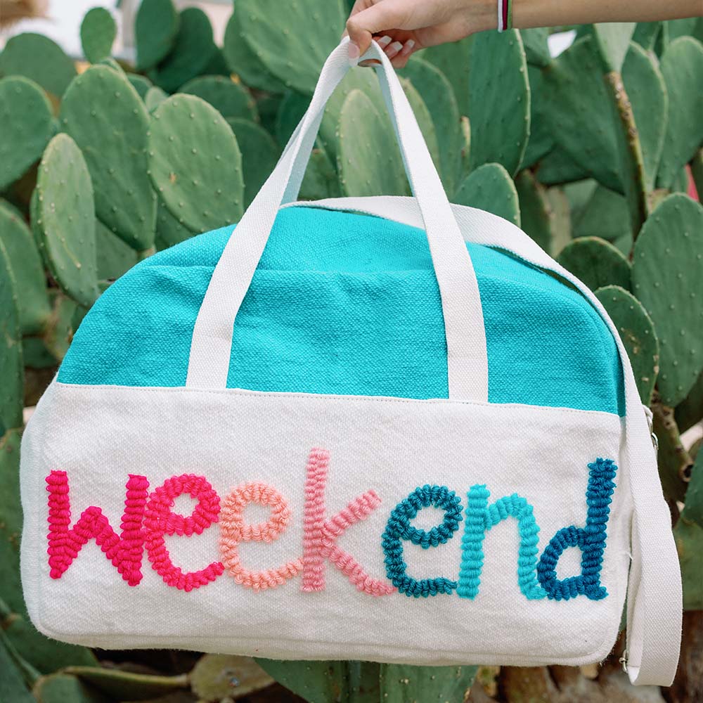 Aqua Weekend Fabric Weekender Bag