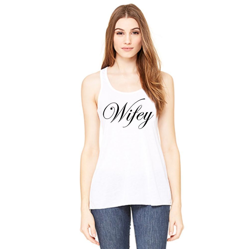 Wifey Tank Top flowy cotton/polyester tank in white