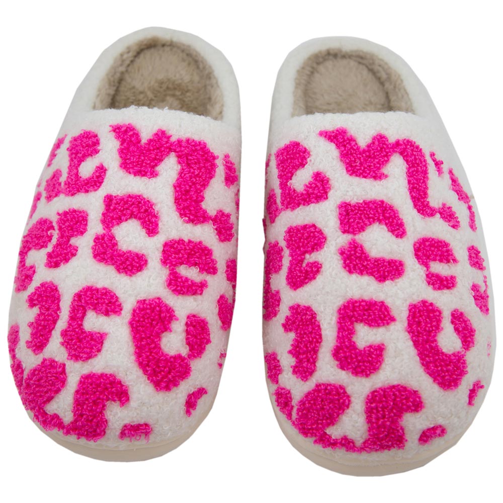 Hot Pink Leopard Fuzzy Slippers